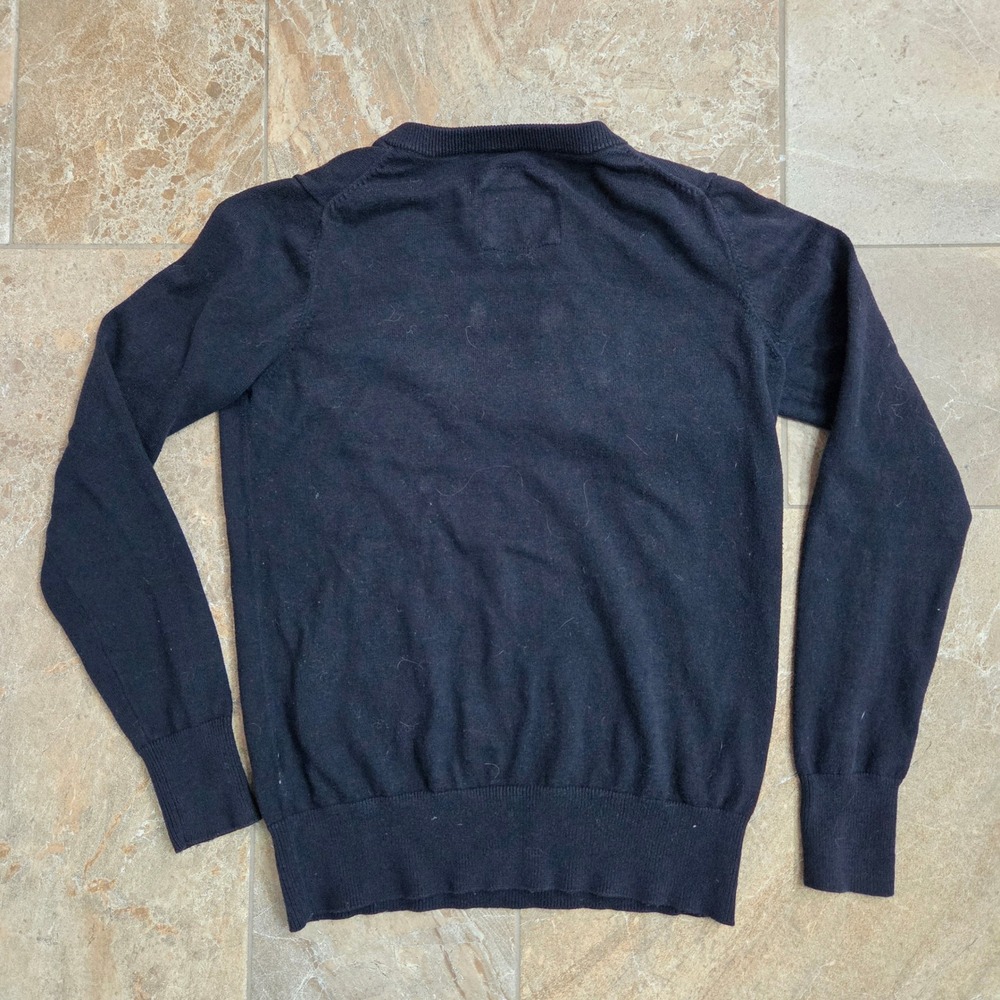 Abercrombie‎ Fitch Navy V Neck Long Sleeve Sweater Classic Logo Women M - Picture 6 of 7